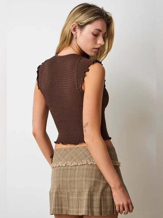 Out From Under for Urban Outfitters Women’s Ida Seamless Top in Chocolate, M/L - Picture 3 of 8